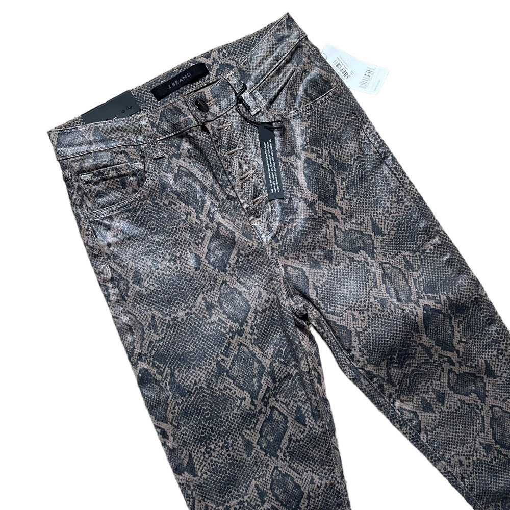NWT J. Brand Hi Rise Crop Skinny Jeans Snake Print Brown Black Womens Size 25x26 - Picture 3 of 12